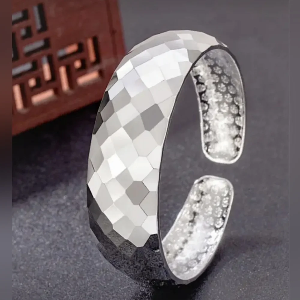Silver Geometric Patterned Cuff Bracelet